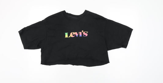 Womens UK Size S Levi's Black Cropped T-Shirt