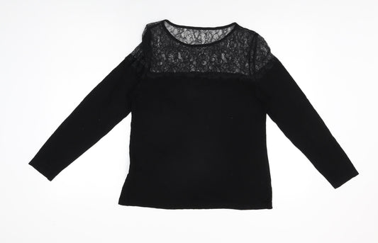 Womens UK Size 14 Lipsy Black Basic T-Shirt