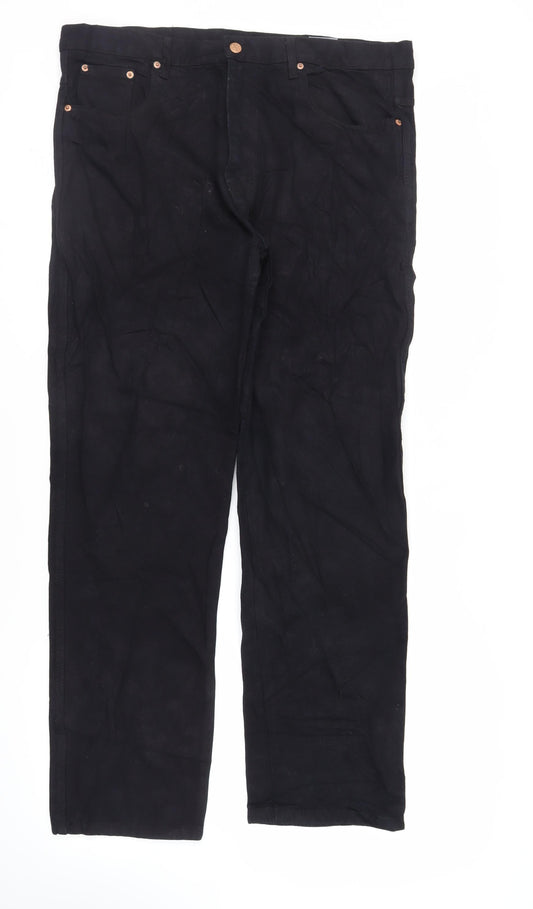 Mens UK Size 38 in Aztec Regular Fit Straight Black Jeans