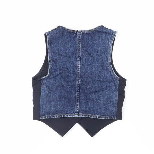 Pull&Bear Womens Blue Jacket Waistcoat Size XS Button