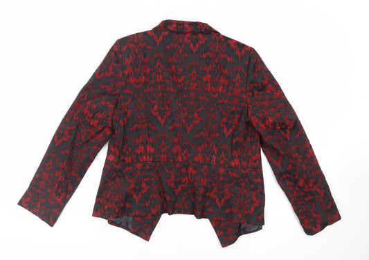Per Una Womens Red Geometric Jacket Blazer Size 14 - Open