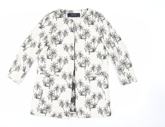 Zara Womens Ivory Geometric Jacket Blazer Size S - Open