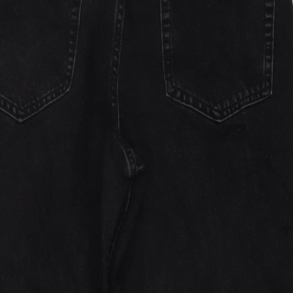 ASOS Womens Black Cotton Wide-Leg Jeans Size 30 in L26 in Regular Button