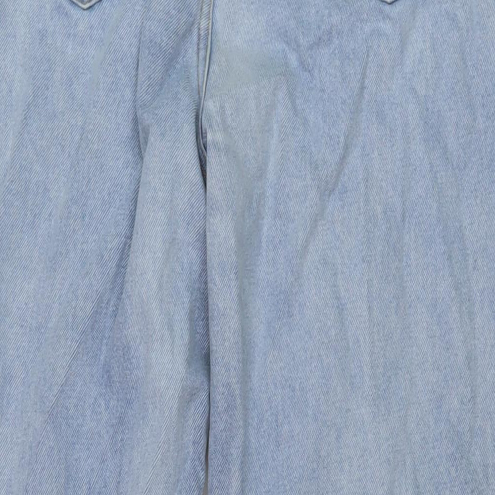 Nasty Gal Womens Beige Cotton Wide-Leg Jeans Size 10 L33 in Regular Button