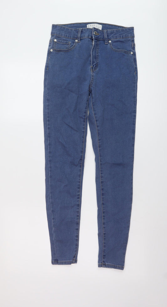 Additional front view of Denim & Co. women’s blue cotton skinny jeans, size UK 10, 28-inch leg regular button