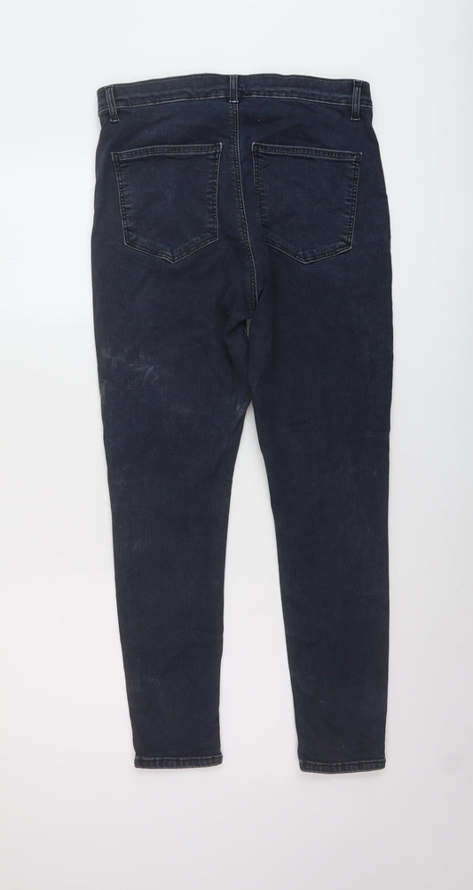 Topshop Womens Blue Cotton Skinny Jeans Size 34 in L26 in Regular Button
