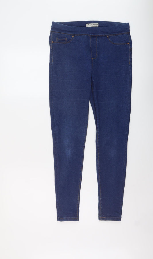 Additional front view of Denim & Co. women’s blue cotton skinny jeans, size UK 10, 28-inch leg regular