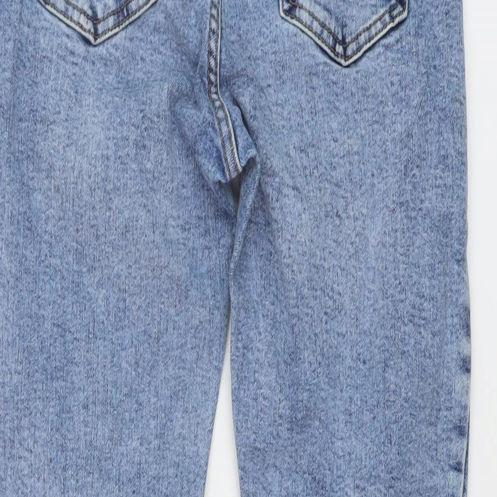 Primark Womens Blue Cotton Mom Jeans Size 4 L27 in Regular Button