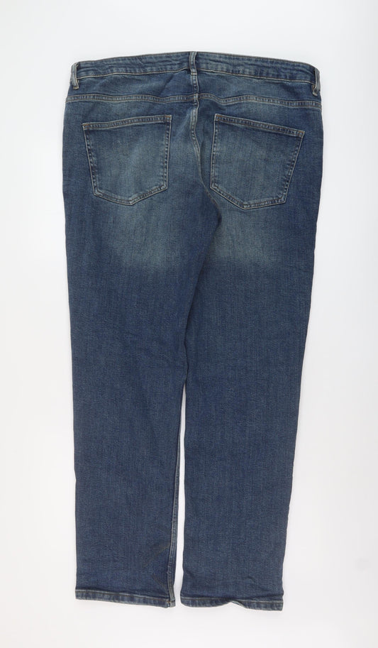 Geoprge Mens Blue Cotton Straight Jeans Size 38 in L32 in Regular Button