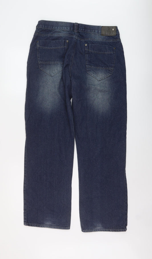 Giorgrio Mens Blue Cotton Straight Jeans Size 34 in L30 in Regular Button