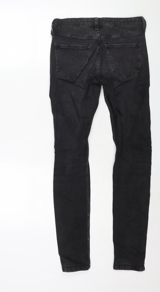 Topshop Womens Black Cotton Skinny Jeans Size 26 in L34 in Regular Zip