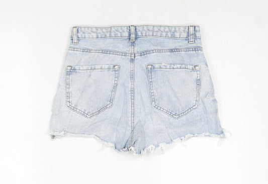 Denim & Co. Womens Blue Cotton Cut-Off Shorts Size 10 Regular Zip - Distressed