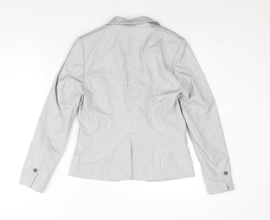H&M Womens Grey Polyester Jacket Suit Jacket Size 10