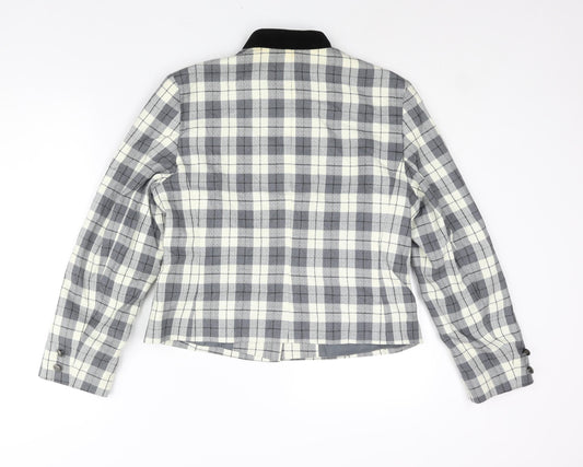 First Avenue Womens Grey Check Jacket Size 14 Button - Velvet Collar