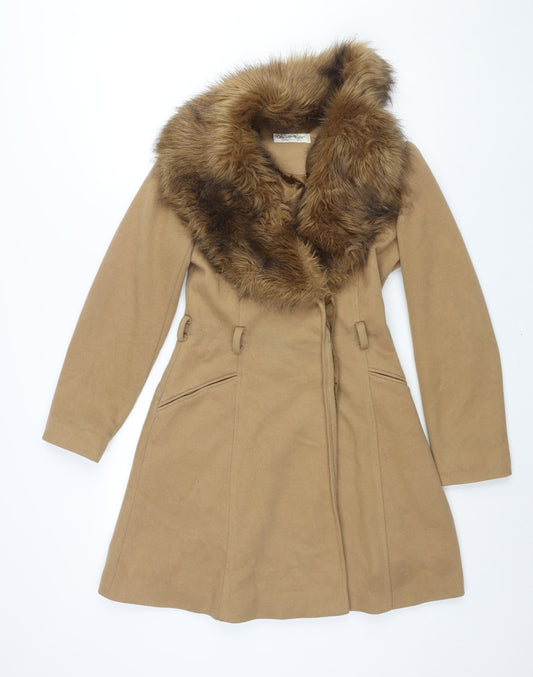 Womens UK Size 8 Miss Selfridge Brown Overcoat