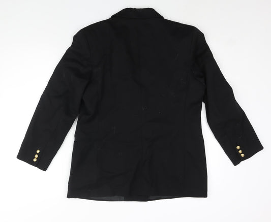 St Michael Womens Black Wool Jacket Suit Jacket Size 14