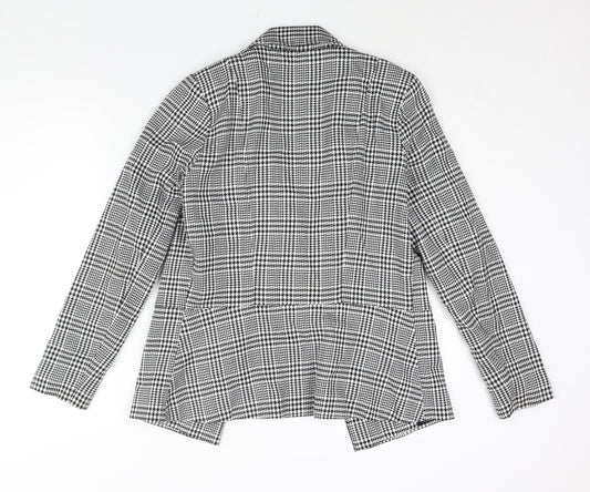 Lipsy Womens Black Check Jacket Blazer Size 16 Hook & Eye - Button Detail