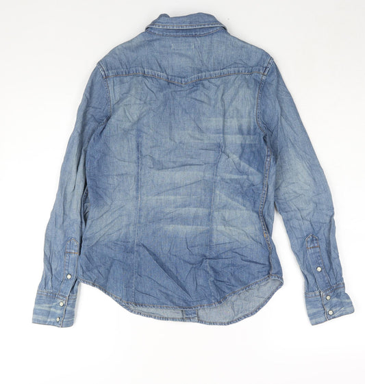 Womens UK Size XS Gap Blue Basic Button-Up