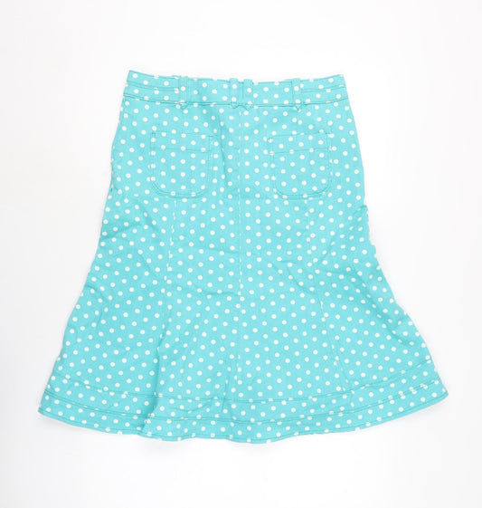 Per Una Womens Blue Cotton Flare Skirt Size 10 Zip - Spotted.