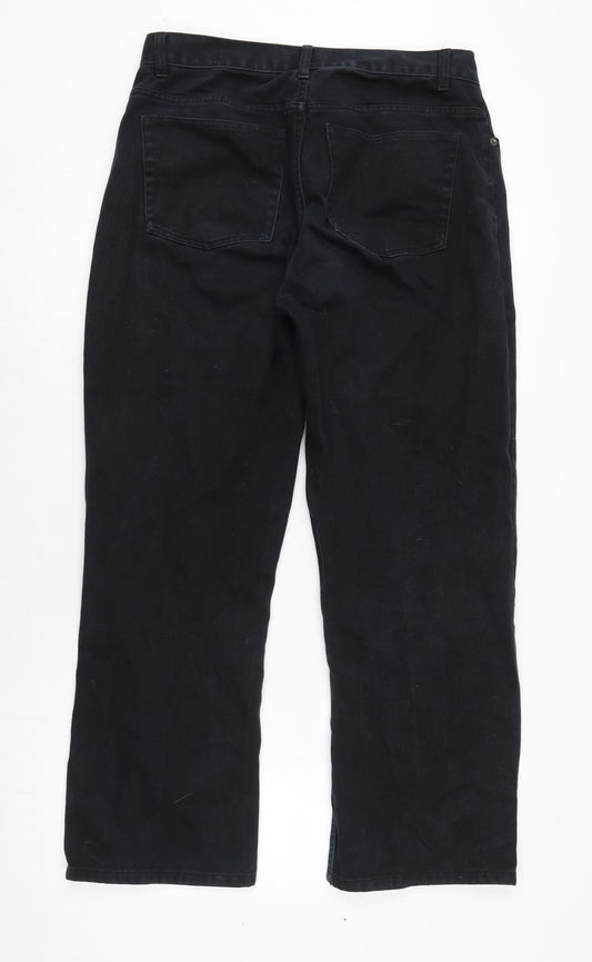 George Mens Black Cotton Straight Jeans Size 38 in L29 in Extra-Slim Zip