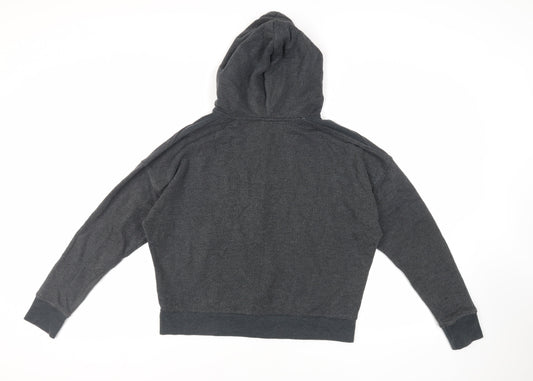 Reebok Womens Grey Cotton Full Zip Hoodie Size M Zip - Logo