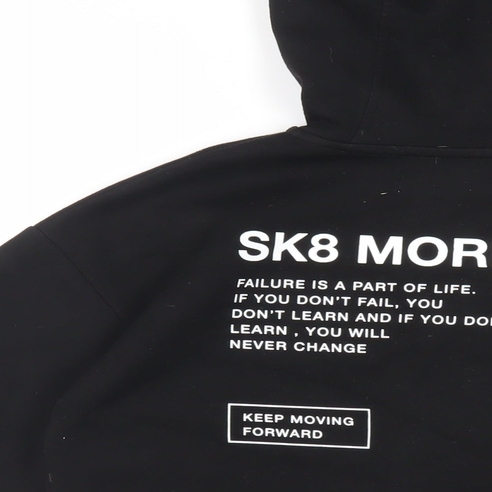RESERVED Boys Black Polyester Full Zip Hoodie Size 13-14 Years Zip