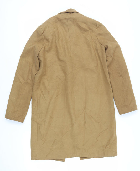 Boohoo Womens Beige Overcoat Coat Size 8 Button
