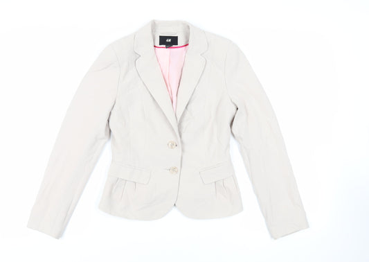 H&M Womens Beige Jacket Blazer Size 8 Button