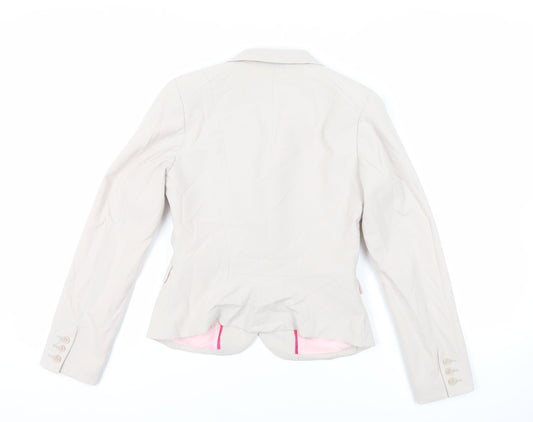 H&M Womens Beige Jacket Blazer Size 8 Button