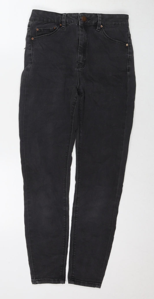 Additional front view of ASOS women’s grey cotton skinny jeans, size UK 28, in, 32-inch leg regular zip