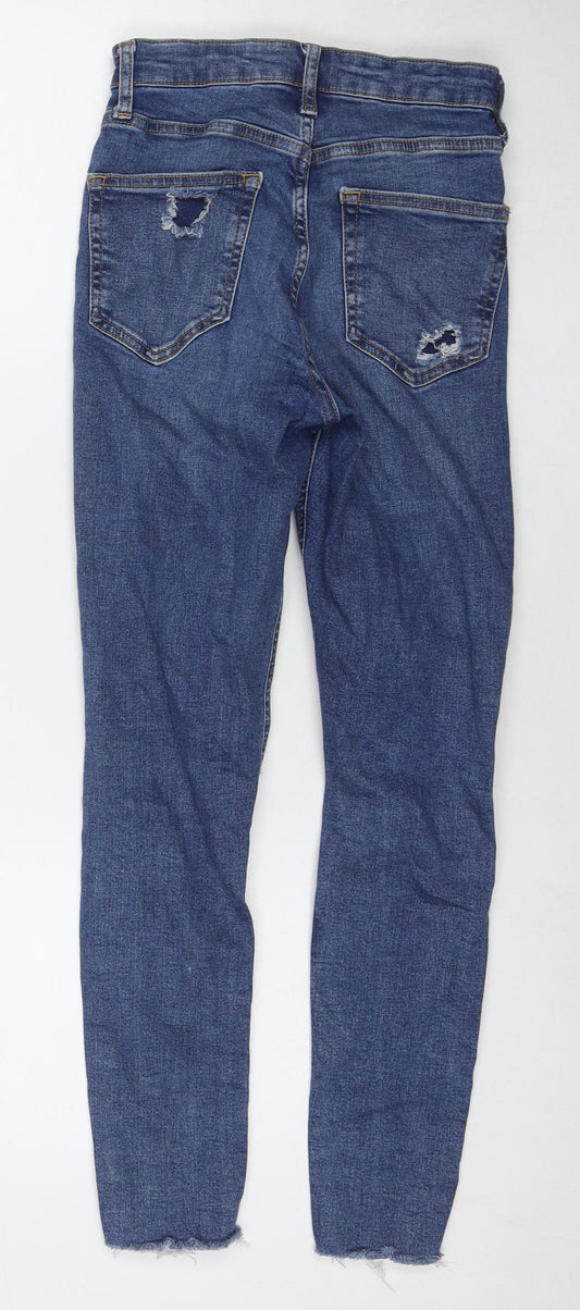 Topshop Womens Blue Cotton Skinny Jeans Size 26 in L30 in Regular Zip