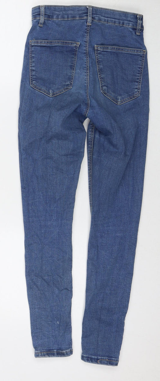 Topshop Womens Blue Cotton Skinny Jeans Size 28 in L30 in Regular Zip
