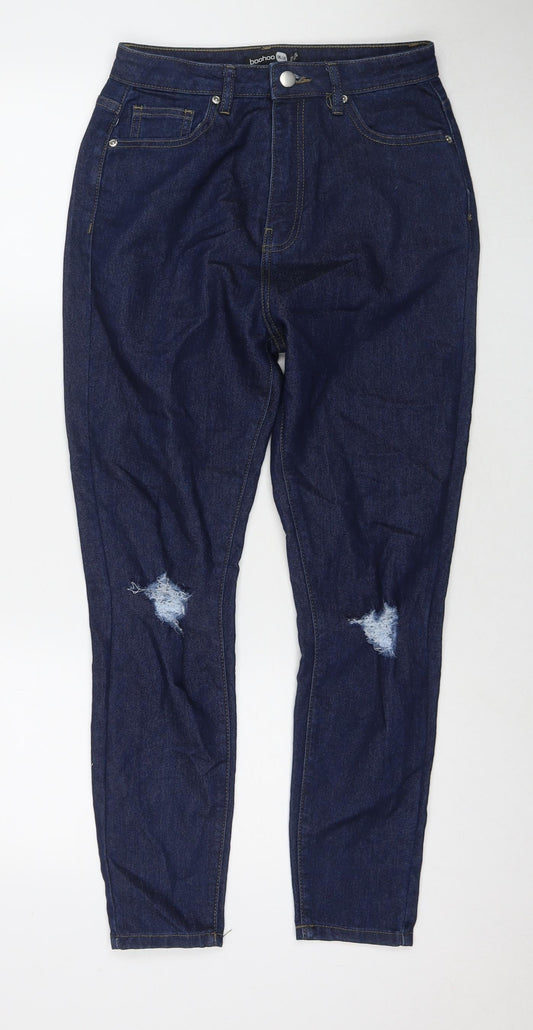 Womens UK Size 10 Boohoo Regular Fit Skinny Blue Jeans