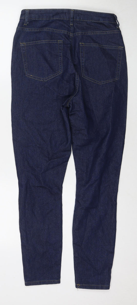 Boohoo Womens Blue Cotton Skinny Jeans Size 10 L27 in Regular Zip