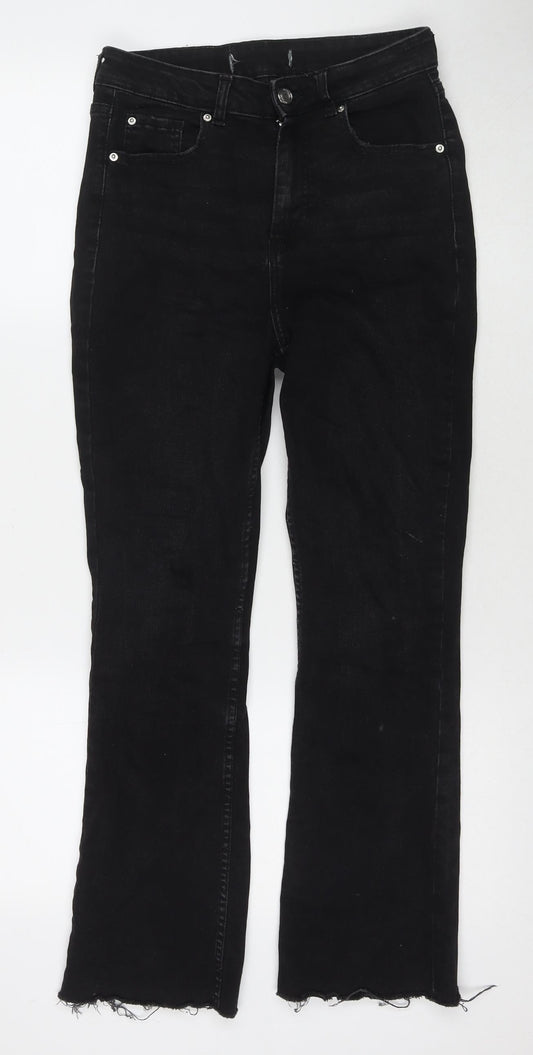 Additional front view of Denim & Co. women’s black cotton straight jeans, size UK 10, 27-inch leg regular zip