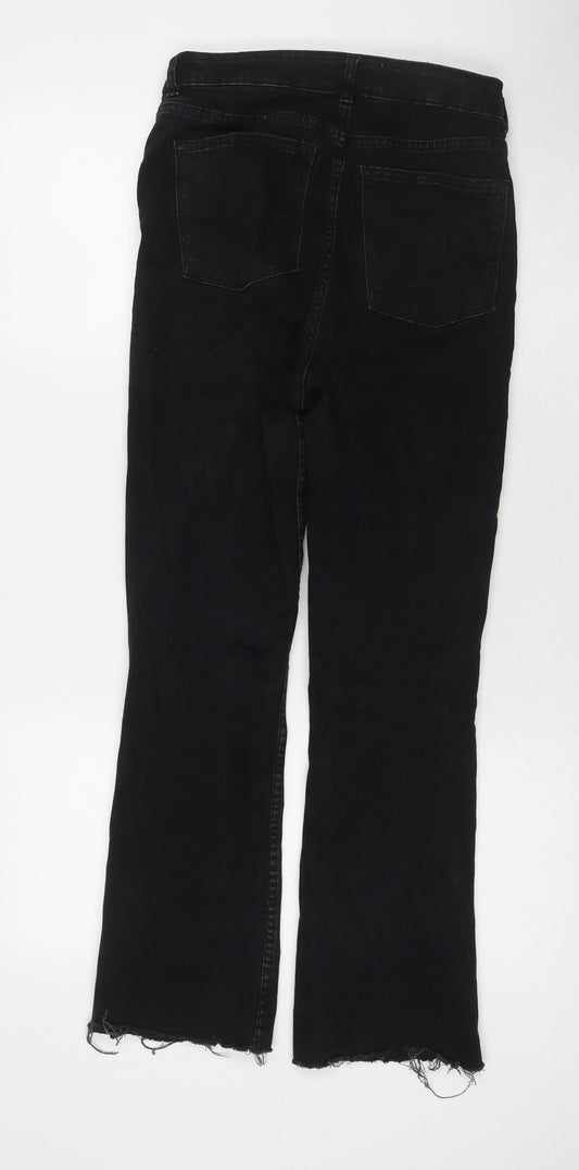 Denim & Co. Womens Black Cotton Straight Jeans Size 10 L27 in Regular Zip
