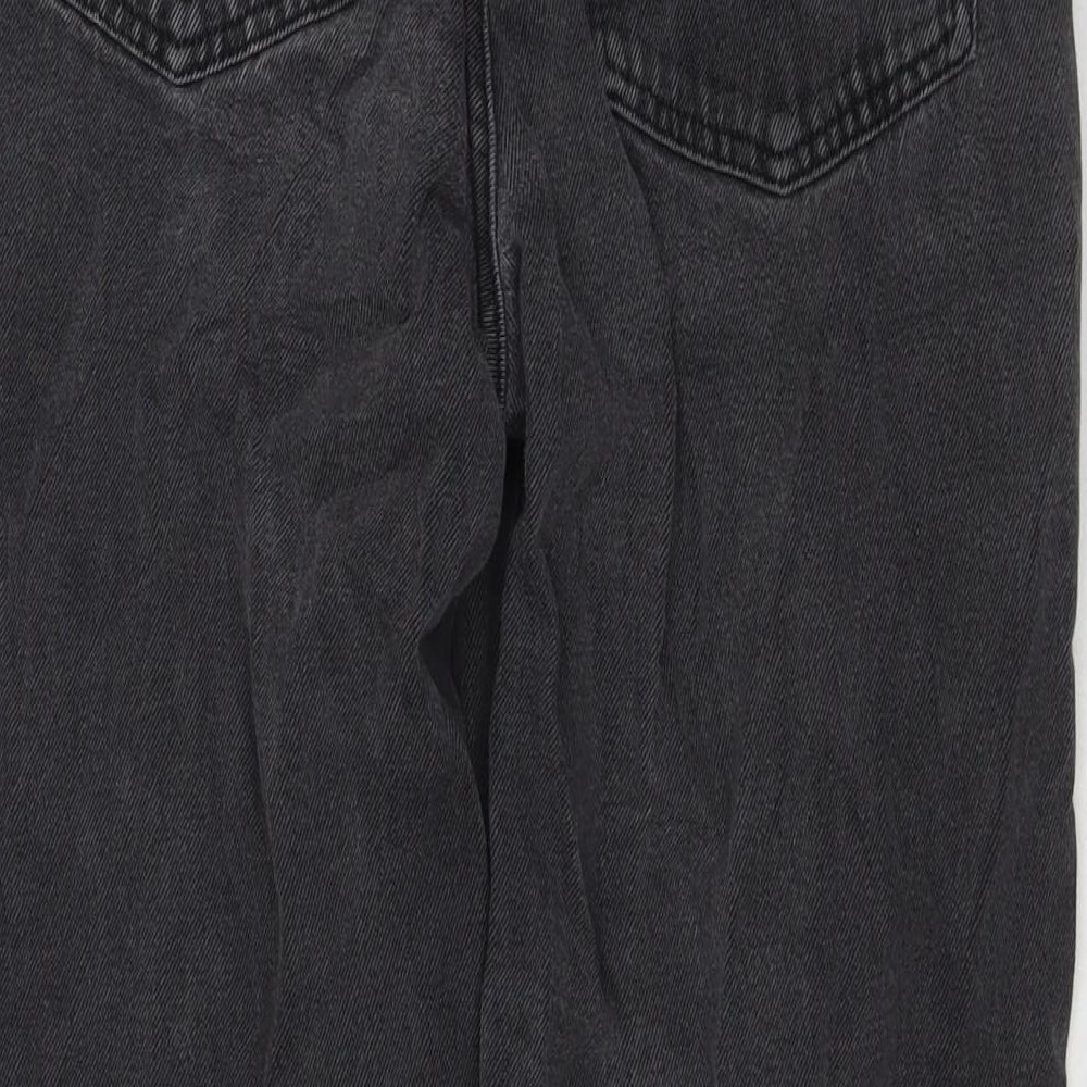 Bershka Womens Black Cotton Mom Jeans Size 30 in L28 in Regular Zip