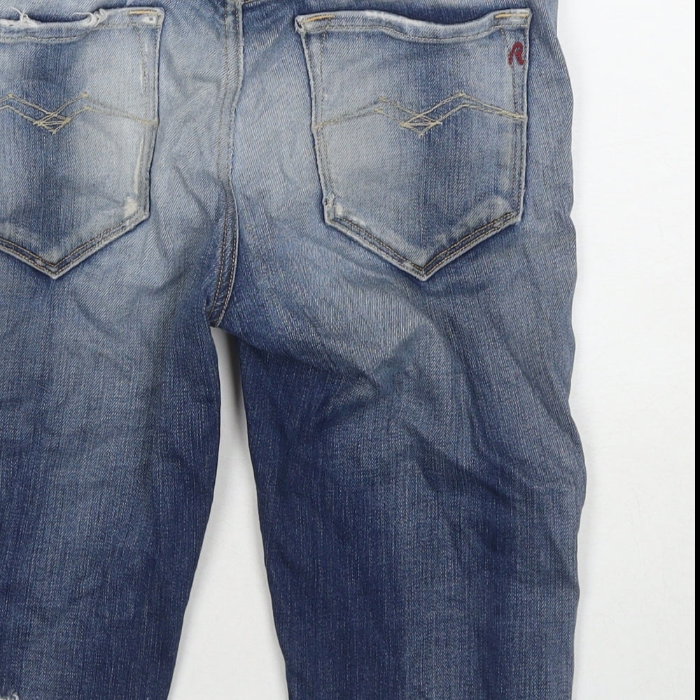 Replay Mens Blue Cotton Bermuda Shorts Size 28 in L9 in Regular Zip - Customized Shorts