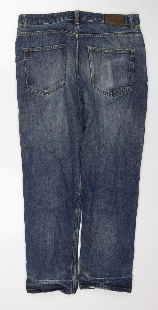 TU Mens Blue Cotton Straight Jeans Size 34 in L30 in Regular Zip