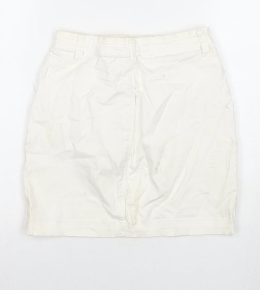Missguided Womens White Cotton A-Line Skirt Size 10 Zip