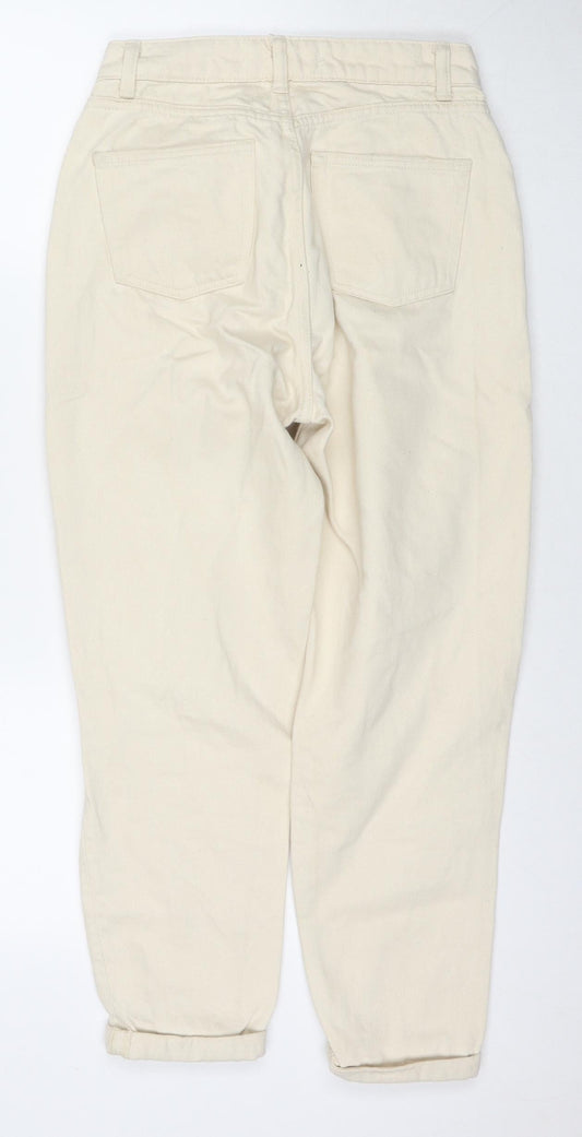 Denim & Co. Womens Beige Cotton Mom Jeans Size 6 L24 in Regular Button