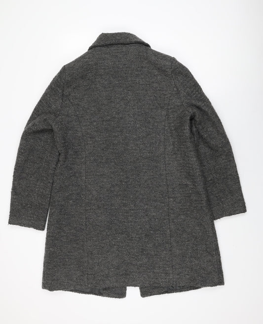 Anthology Womens Grey Overcoat Coat Size 14 Snap