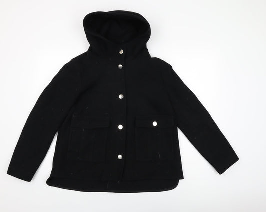 Zara Womens Black Jacket Coat Size M Button