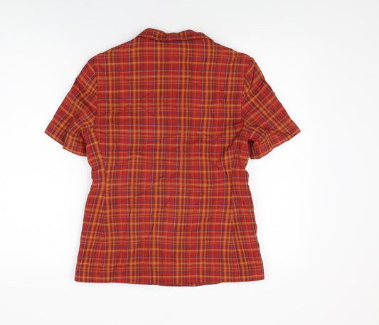 Berkertex Womens Red Plaid Viscose Basic Button-Up Size 10 Collared