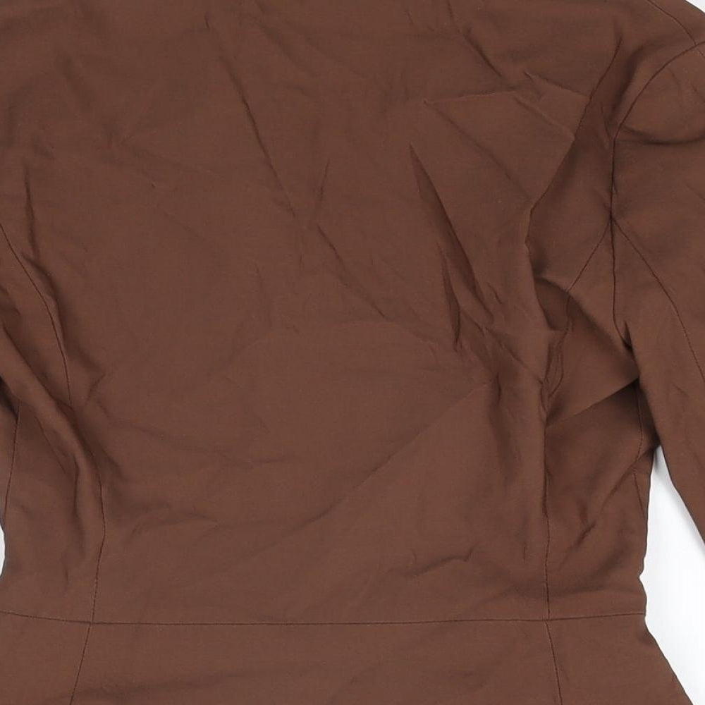 Womens UK Size XS Zara Brown Basic Button-Up