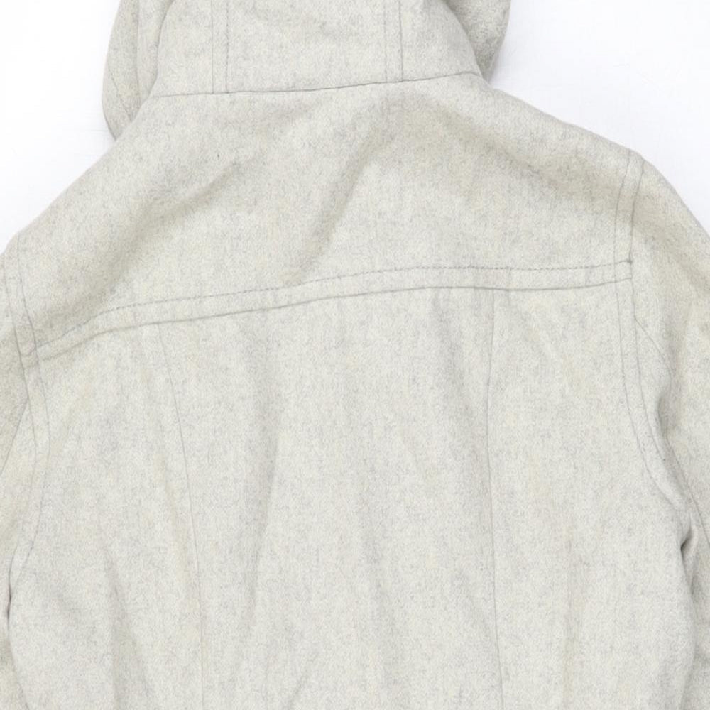 H&M Womens Grey Overcoat Coat Size 8 Button