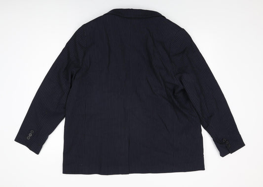 Marks and Spencer Womens Blue Striped Polyester Jacket Suit Jacket Size 20