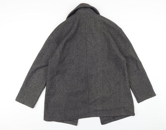 Zara Mens Grey Overcoat Coat Size S