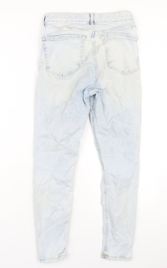 Topshop Womens Blue Cotton Skinny Jeans Size 10 L30 in Regular Zip