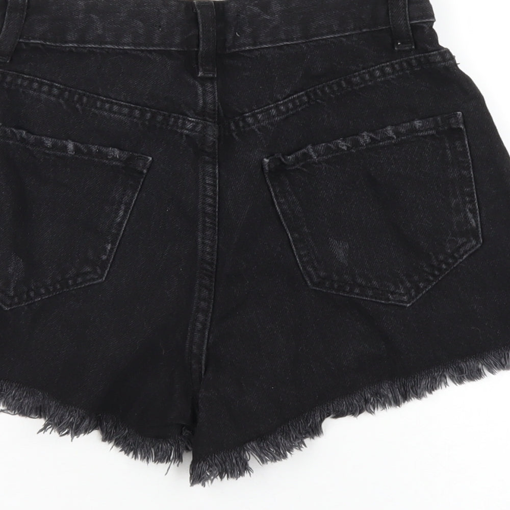 Denim & Co. Womens Black Cotton Cut-Off Shorts Size 4 Regular Zip